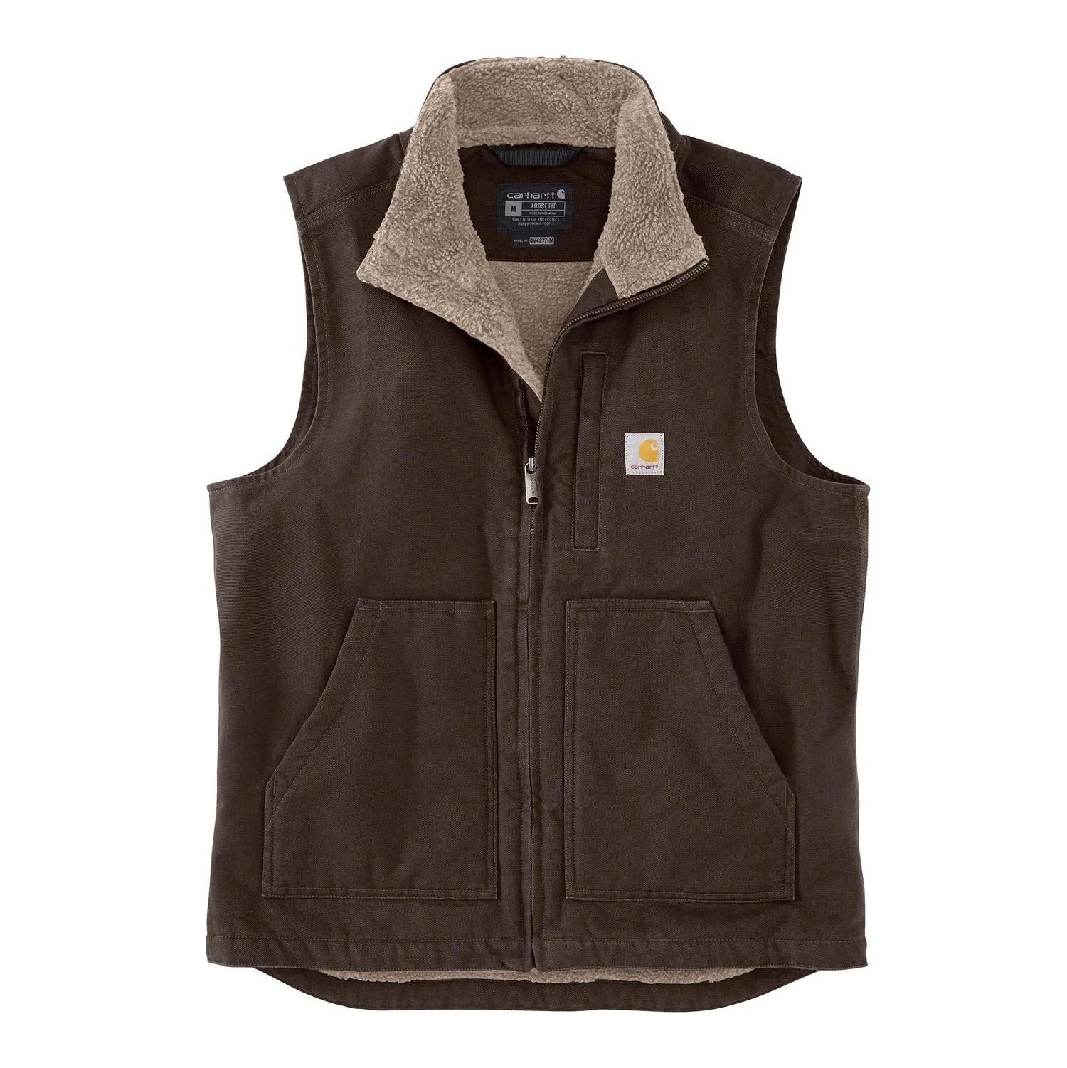 Carhartt Loose Fit Washed Duck Sherpa-Lined Mock-Neck Vest. - Image 4