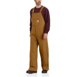 Carhartt Men's Loose Fit Firm Duck Insulated Bib Overalls.