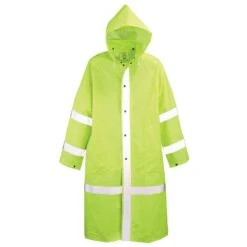 Neese Lime Green 48" PVC Vinyl Raincoat With Reflective Striping.