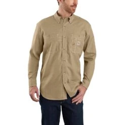 Carhartt Flame-Resistant Force Loose Fit Lightweight Long-Sleeve Button-Front Shirt.