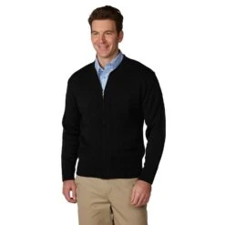A+ Career Apparel Unisex Heavyweight Zip-Front Crewneck Cardigan.