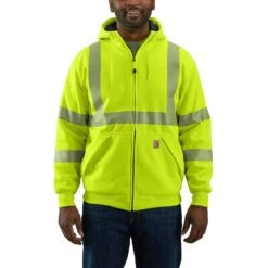 Carhartt High-Visibility Loose Fit Mid-Weight Thermal-Lined Full-Zip Class 3 Sweatshirt.